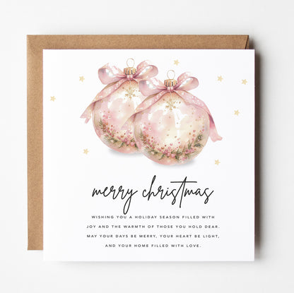 Coquette Christmas baubles Christmas card