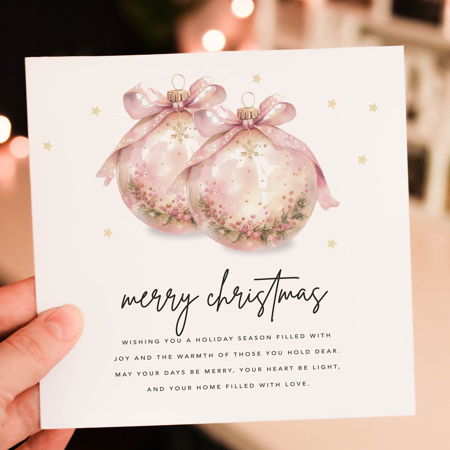 Coquette Christmas baubles Christmas card