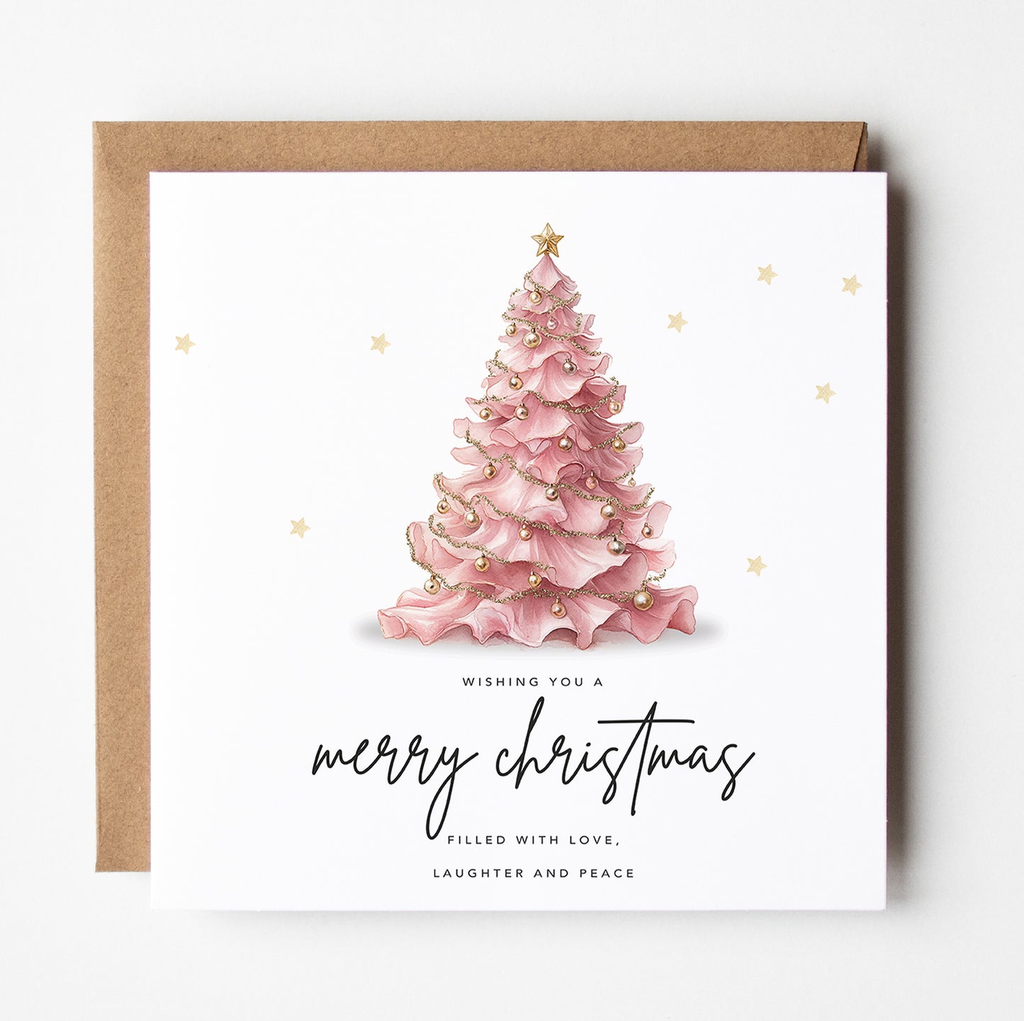 Pink tree Christmas card