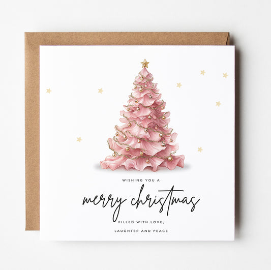 Pink tree Christmas card