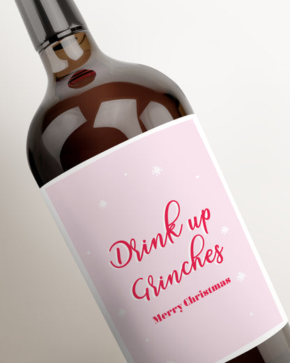 Drink Up Grinches Christmas wine sticker