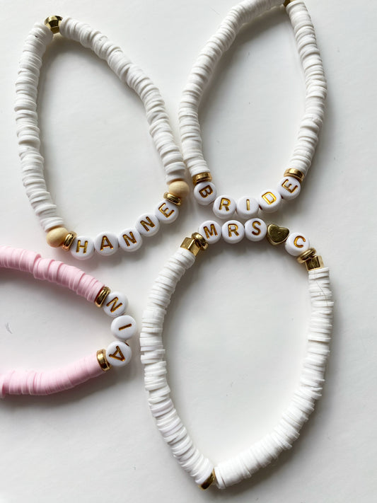 Clay bead bracelets for hen party