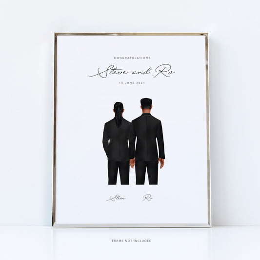 Gay couple personalised wedding picture